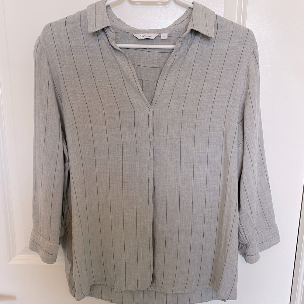 Gray, stripe office shirt. Barely worn! Very light material